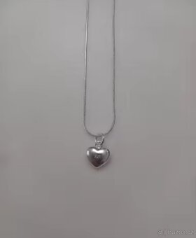 Nový dámský stříbrný náhrdelník řetízek na krk srdce - 3