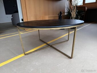 Konferencni stolek sklo, mosaz - 3