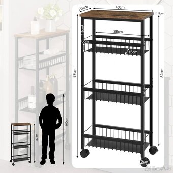 Servírovací vozík WOLTU, kuchyňský vozík s pracovní deskou - 3