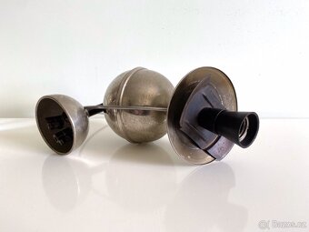 Starý stahovací lustr, poniklovaná mosaz - 3