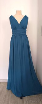 Petrolejové plesové šaty - 3