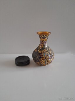 Cloisonné smaltovaná vázička s podstavcem - 3