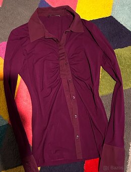 HUGO BOSS  VÍNOVÁ SLIM STREČOVÁ DÁMSKÁ HALENKA-KOŠILE 38(S-M - 3