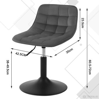 toaletní taburet, nízká barová stolička, sametový sedák - 3