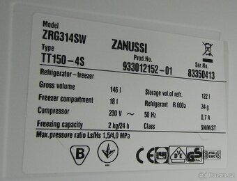 Chladnička s mrazákem ZANUSSI 146L - 3
