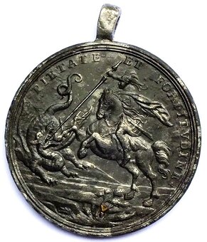 Rusko,Petr I. Veliký, medaile b.l.,Bitva u Poltavy 1709, cín - 3