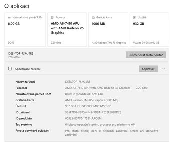 HP Slimline 260-a180nc,AMD A8-7410,WIN 10,HDD 1TB,Wi-FI,RAM - 3