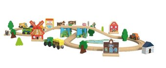 Nová SUPER dřevěná železnice Sada statek - 3