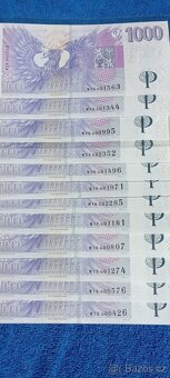 1000Kč s přítiskem , kompletní série M, UNC - 3