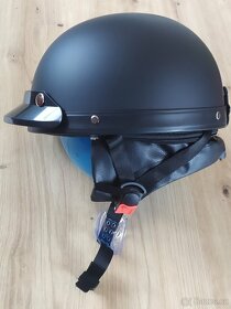 Retro helma - černá hladká matná - 3