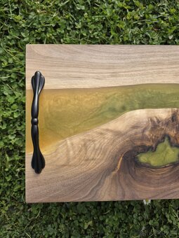 servírovací epoxidový podnos ořech - Olive Gold - 3