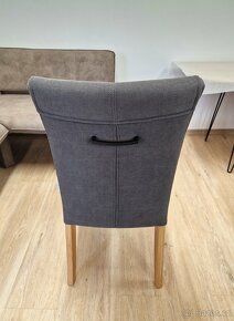Nové jídelní židle šedá + dub masiv 2 ks - 3