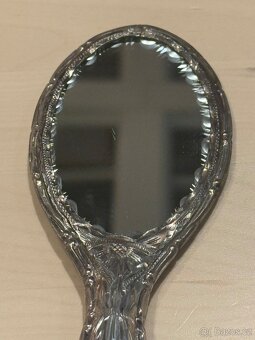 Stříbrné zdobné zrcátko s vysouvací rtěnkou - 3