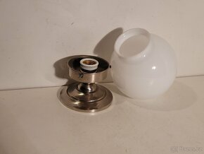 Art-Deco lustr z niklované mosazi, bílá  koule - 3