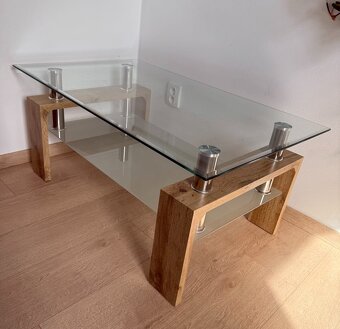 Konferenční stolek skleněný + dub sonoma - 3