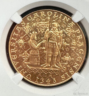 Zlatý 5 dukát Karel IV. 1978 NGC MS65 - 3