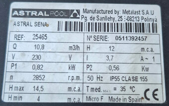 Bazénové čerpadlo AstralPool Sena 10,8m3/hod , 230V - 3