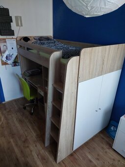Sestava do dětského pokoje - vyvýšená postel, skříň, stůl - 3