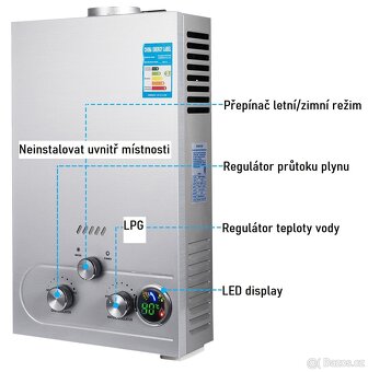 Plynový průtokový ohřívač JSD36 18l/min - 3