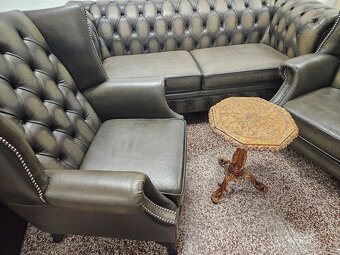CHESTERFIELD ŠTÝL,NOVÁ KOŽENÁ SEDAČKA DVOJFAREBNÁ - 3