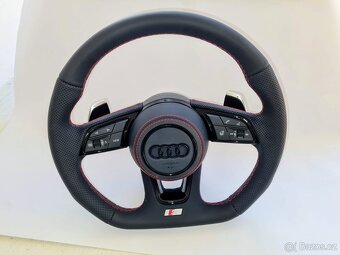 VYHRIEVANY AUDI Kožený volant Červená niť +AIRBAG + F1 PADLA - 3