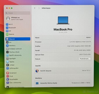 MacBook Pro 15” 2019 CTO/32GB RAM/i9/2TB SSD/ Záruka - 3
