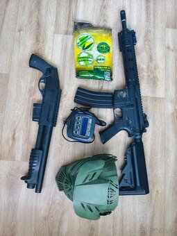 Airsoft zbraň M4 celokov elektrická+manuální brokovnice - 3