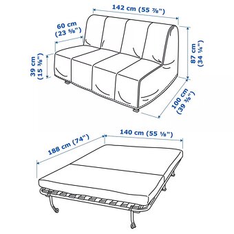 LYCKSELE IKEA 2místná rozkládací pohovka, Knisa - 3