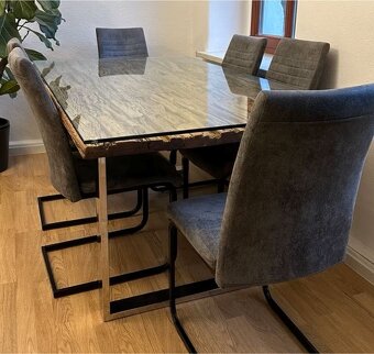 Jídelní stůl a 6 židlí - teakové dřevo, top stav - 3