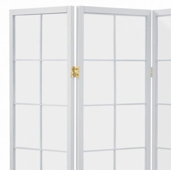 4 dílný dřevěný paravan bílý, černý - 3