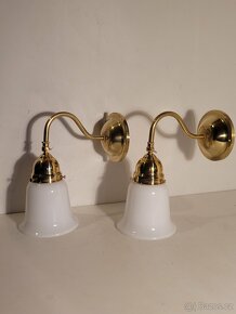 mosazná lampa, lampička stínidlo zvoneček, až 2 ks - 3