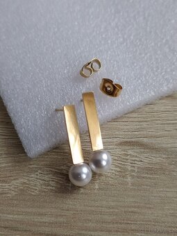 Náušnice perlička ocel pozlacená - 3