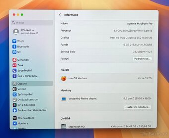 MacBook Pro 13” 2017/16GB RAM/i5/256GB SSD/ Záruka - 3