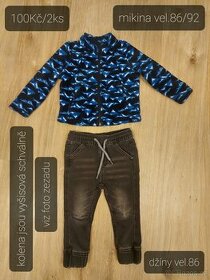 Kalhoty džíny mikina bunda body 86,92,104,ponožky,čepice,pun - 3