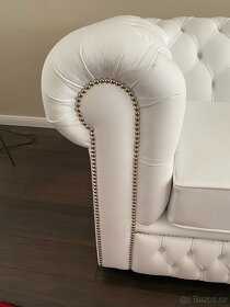 Rohová sedačka bílá kůže Chesterfield Rohová sofa NOVÁ - 3