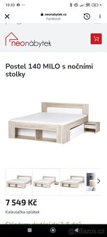 Postel 140x200 včetně roštu a matrace - 3