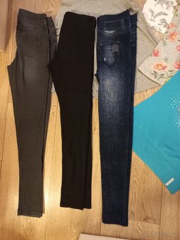 3x Legíny, džínové legíny, vel.12-14 let +3x triko zdarma - 3