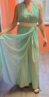 Tyrkysové šaty na vázání za krkem - 3