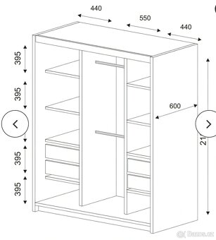 Šatní skříň bílá 150cm - 3