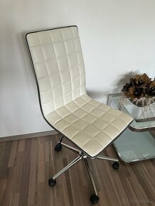 Kancelářská židle / křeslo otočná bílá krémová - 3