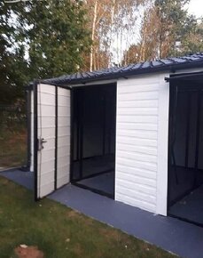 PLECHOVÁ GARÁŽ 5 x 4 + přístřešek na dřevo - 3
