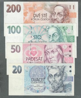Staré bankovky sestava vydání 1993 VZÁCNÉ 20-500 Kč, pěknÉ - 3