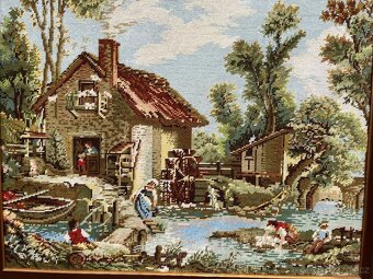 Vyšívaný obraz domek u vody - 3