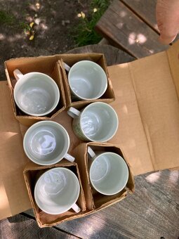 Retro hnečky, Karlovarský porcelán, jetel světle zelená - 3