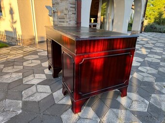 Psací stůl mahagon zelená kůže - 3