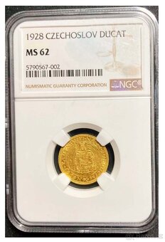 Svatováclavský dukát 1928, certifikace NGC MS 62 - 3
