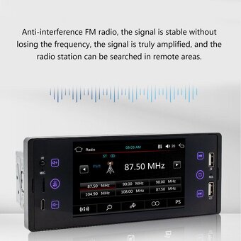 Dotykové 1din autorádio 5" s kamerou Bluetooth FM - 3