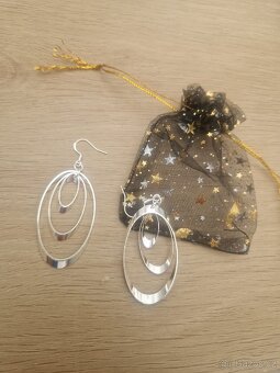 Nové dámské stříbrné náušnice kruhové 925 oválné 3v1 visací - 3