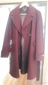 Vínový kabát s páskem Dorothy Perkins - Vel.40 (M) - 3