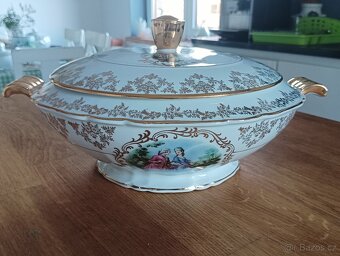 STAROŽITNÁ PORCELÁNOVÁ TERINA A TALÍŘ LIMOGES FRANCIE - 3